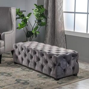 grey tufted ottoman