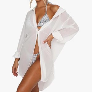 white button down cover up